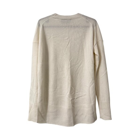 Theory Ivory Cashmere Crewneck Long Sleeve Side Slits Tunic Sweater Womens Small - Picture 5 of 5